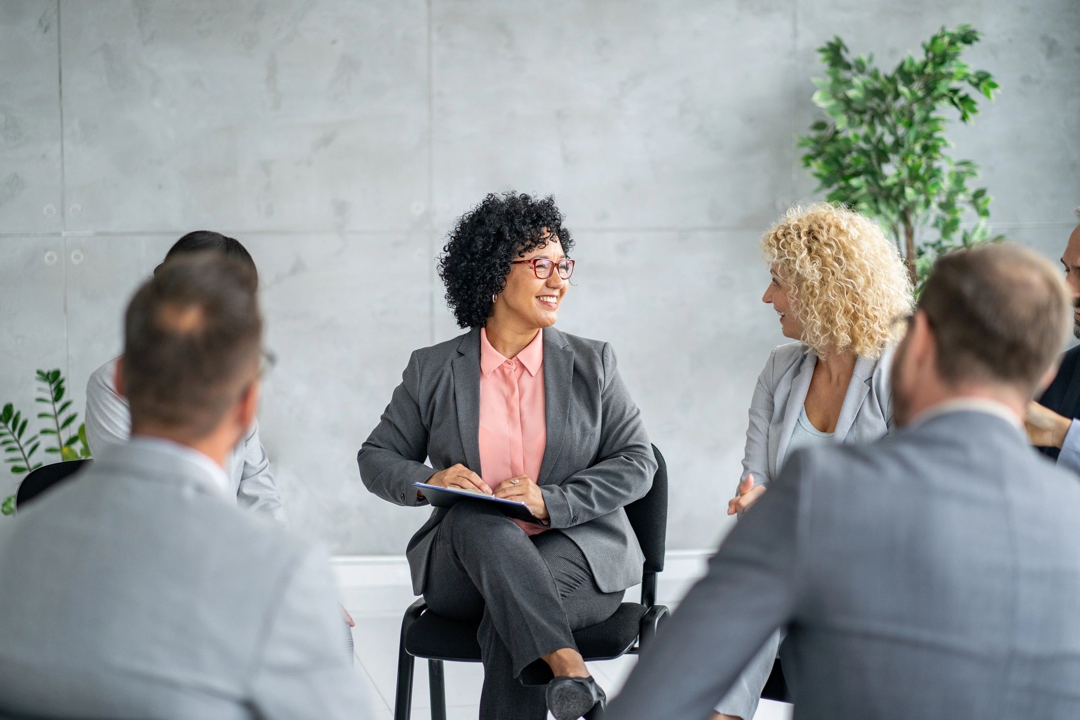 business coaching session professional diverse group